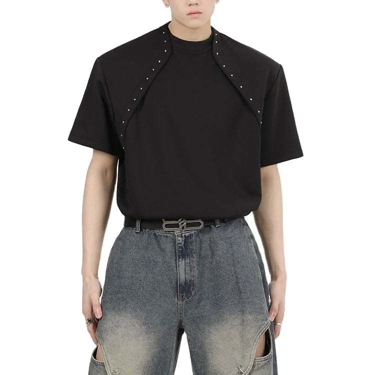 2026 Custom Summer Splicing Design T Shirt Short Sleeve Oversized Men T Shirts