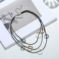 TongLing European Vintage Minimalist Necklace for Women Multilayered Silver Circular Charm Short Necklace for Summer Anniversary