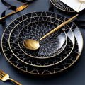 Food Quality Modern Black Ceramic Plates Cheap Price 10 Inch Sunflower  Nordic Dinner Plate