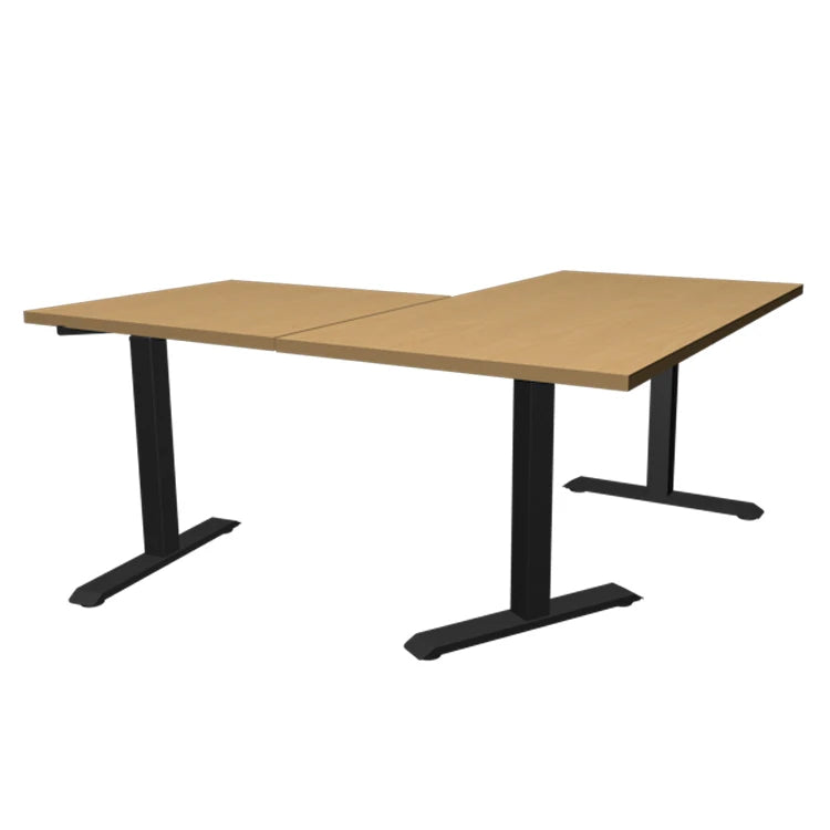 Smart Modern L-Shaped Executive Standing Desk with Adjustable Height Metal Construction for Office Use
