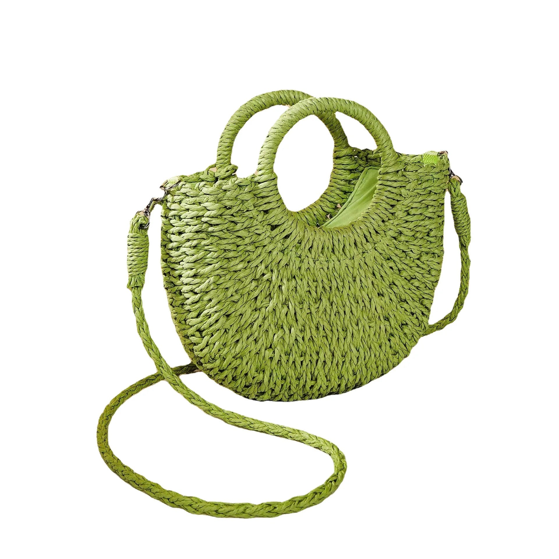 New Style Simple Woven Straw Women Casual Handbag for Beach Daily Use Travel Vacation