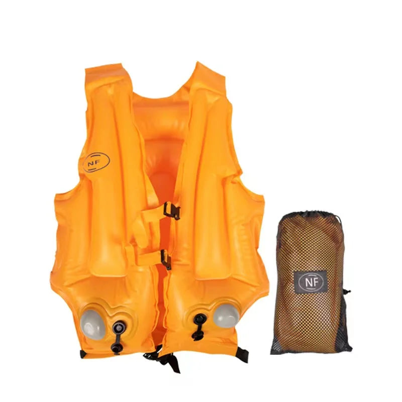 B05 Adult PVC Inflatable Collar Jacket Wholesale Kayak Water Rafting Fishing & Swimming Vest with Free Pump