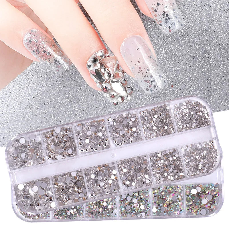 Multicolor Gold Pink 3D Summer Style Flatback Hotfix Nail Art Crystal Rhinestones Shiny Mixed Sizes AB Glass Accessories Tool