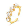 Dedicate 925 Sterling Silver Freshwater Pearl with Cubic Zirconic Open Ring for Lady
