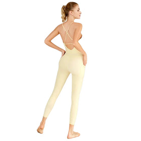 Aoyema Yoga Clothes Women's Backless Ballet Dance Jumpsuit Quick-drying Aerial Yoga Fitness Clothes With Chest Pad