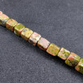 DIY Wholesale Little Cube Shape Natural Unakite Cube Stone Beads for Bracelet DIY Carving Crafts Gems