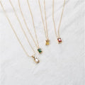 Stainless Steel Minimalist Tiny Diamond Earrings Green Black Multi Color CZ Zirconia Rectangle Stone Pendant Necklace