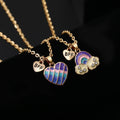 Kids Enamel BFF Friendship Couple Necklace Best Friends Forever Rainbow Heart Pendant Necklace Children Girls Gift Jewelry