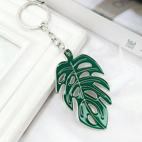 Tropical Palm Leaf Keychain Hollow Monstera Charm Green Leaf Key Rings Plant Leaf Keychain Custom 3D Metal Monstera Key Chains