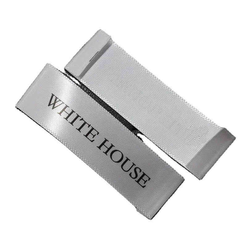 High Quality Recycled  Satin Fabric Cloth Clothing Printed Woven Neck Labels Design Shirt Tag for Clothing