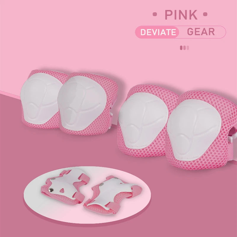 Hot Sales DEVIATE Brand Adjustable Thick Pink Knee Sleeve Kids Youth Guard Protective Gear Set Roller Skate Cycling Bike
