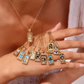 Trendy 18K Gold Plated Stainless Steel Necklaces Square Colorful Enamel Zircon Tarot Cards Pendant Necklace for Women