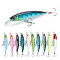 WEIHE Minnow Fishing Lures Wobblers Crankbait 9cm 7.2g with Feather Hooks Artificial Hard Lure Bass Bait Tackle