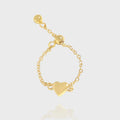 Personalized 925 Sterling Silver Gold Plating Heart Chain Adjustable Finger Ring for Women Wholesale