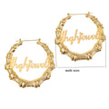 Customized Popular Stainless Steel Bamboo Name Plate bar Personalized Hoop Earrings Women Earring Jewelry