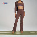 Wholesale Sports Workout Clothing Two Piece Wide Leg Leggings and Gym Crop Top Set Breathable Fitness Women's Yoga Set 2025