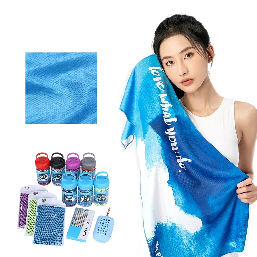 Factory Oem Blue Color Super Soft Breathable Quick Dry Sport Cooling Microfiber Towel for Yoga Sport Gym