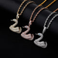 New Hip Hop Animal Snake Pendant Necklace Micro Pave Cubic Zirconia Pendant Hip Hop Fashion Jewelry Gift Men Women Bling Jewelry