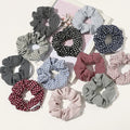 Ziming New Designed Spot Stripe Leopard and Pure Satin Silk Effect Fabric Zipper Pocket Elastic Hair Scrunchies Hair Tie