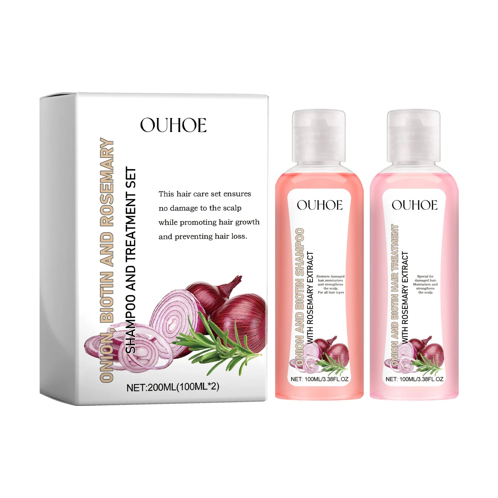Onion Biotin Rosemary Gel Shampoo Treatment Set Anti-Dandruff Refreshing Hair Care Strengthens Growth Anti-Hair Loss Features