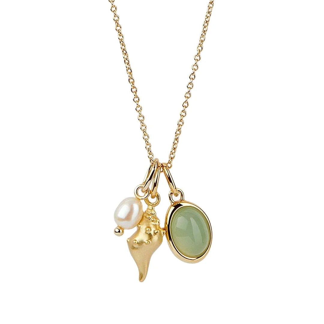 Fine Jewelry Elegent Women Stainless Steel Pearl Conch Gem Stone Choker DIY Charm Necklace