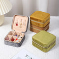 Storage Case Women Velvet 10*10*5cm Small 10*10*5cm Square  Zipper Travel Jewelry Boxes