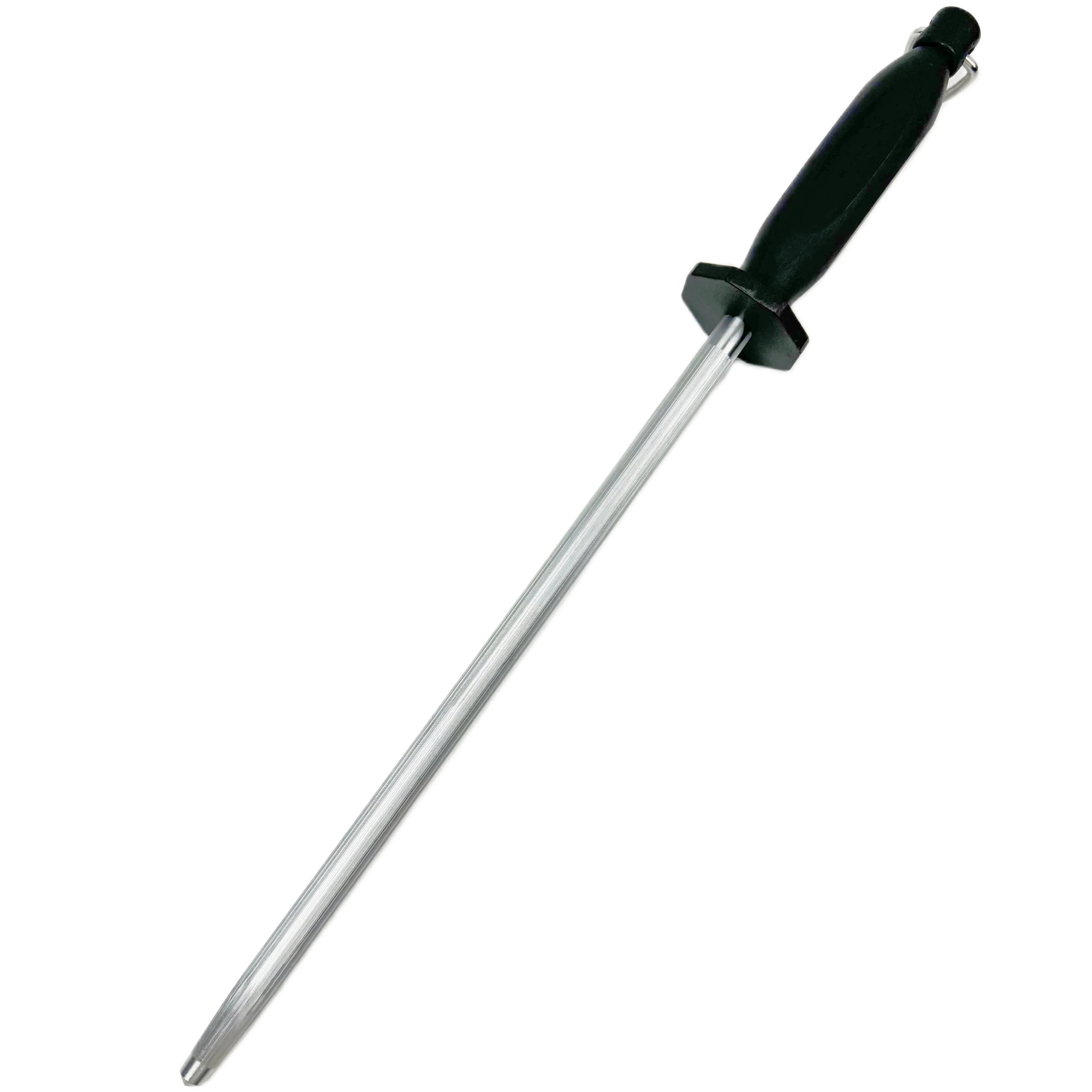 Sharpening Rod 10/11/12 Inch Professional Kitchen Sharpener High Carbon Steel with Smooth Honing Diamond Material and Tape Hook