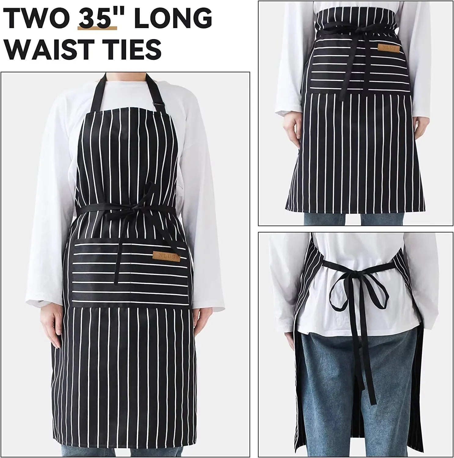 Factory Direct Custom Logo Printed Cotton Waist Apron Striped Cotton Hanging Neck Design Washable for Restaurant Coffee Shop