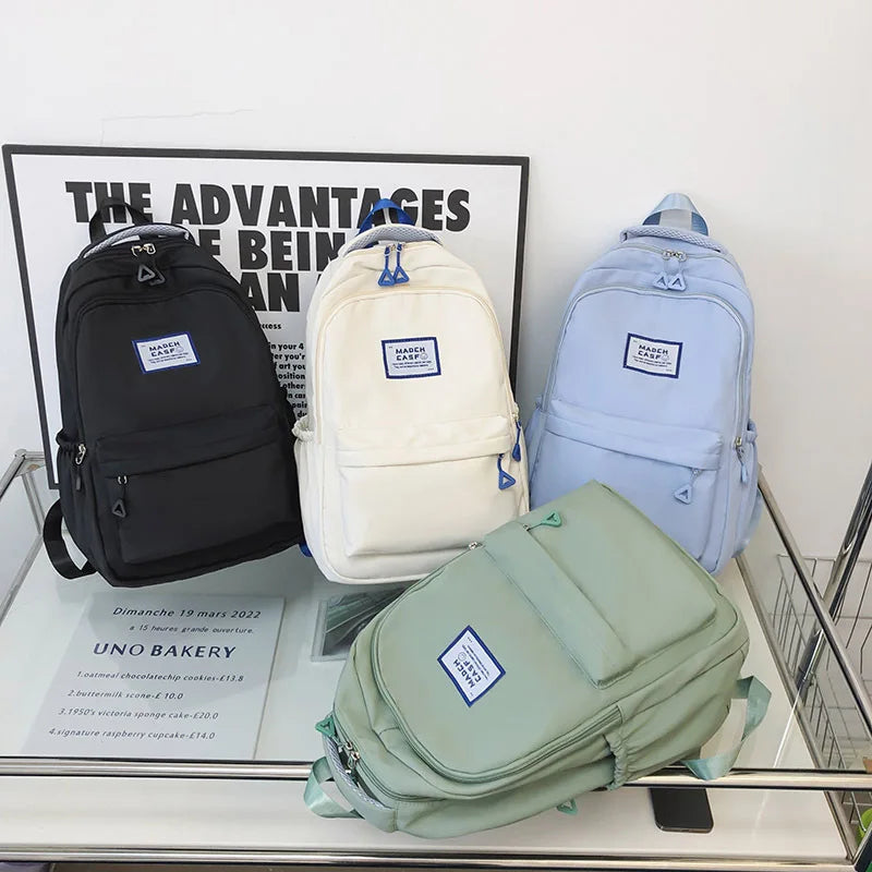 Beige Unisex Logo Sports Duffel Oxford Fabric Running Small Backpack with Zipper Closure Waterproof Fashion for Teenage Girl