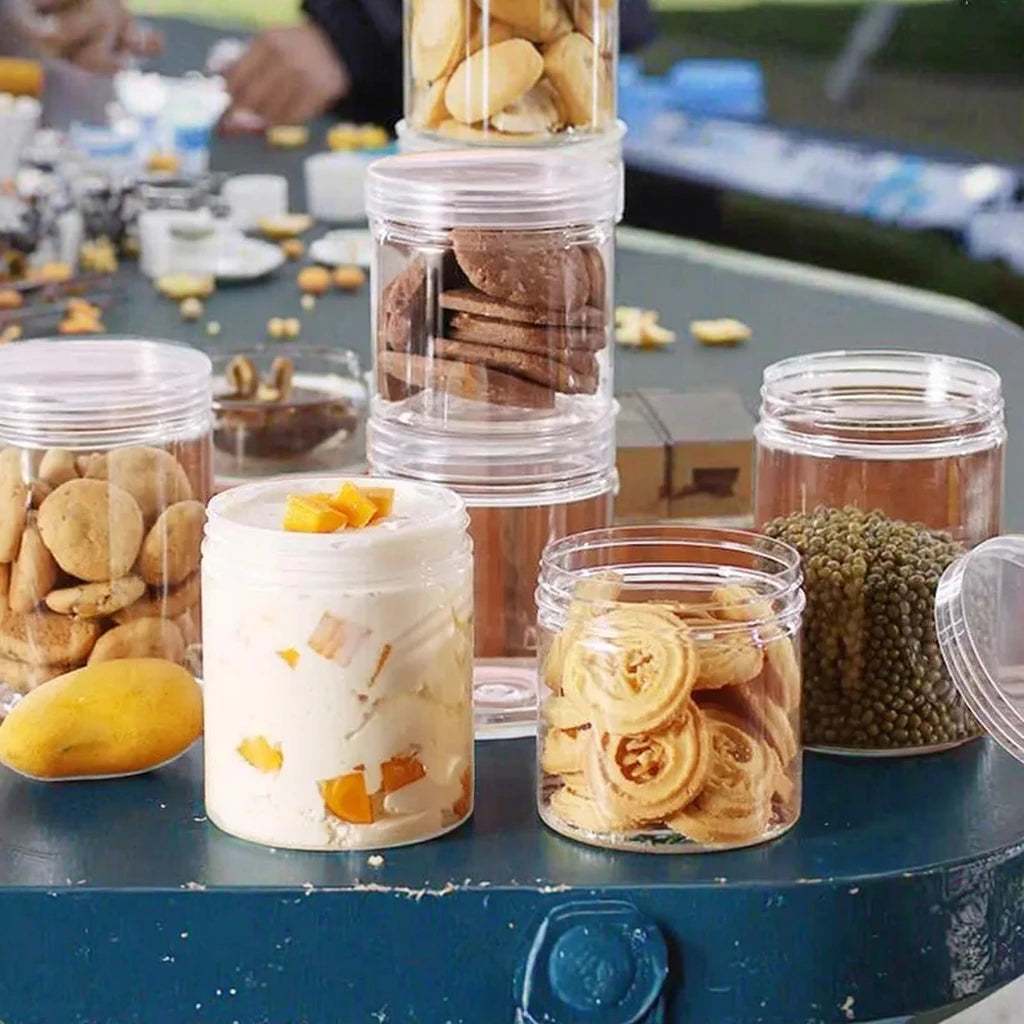 BORUI 100ml Safe Food Grade Plastic Peanut Butter Spice Condiments Container Set 50ml Capacity Screw Cap Snack Salad Cookie