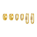 6Pcs Vintage Metal Style Zircon Hoop Earrings Retro Fashion Jewelry for Women Earrings Set