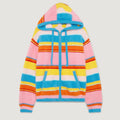 Custom Design Logo Long Sleeve Knitwear Knitted Fluffy Stripe Oversized Hooded Sweatshirt Mohair Men Cardigan Sweater