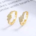 Fashion Jewelry 925 Sterling Silver Statement Earrings Geometric Three Rows of Drills Zircon Gold Plated Hoop Earrings Women