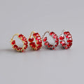 Factory Dropshipping 925 Sterling Silver Irregular CZ Diamond Big Red Stone Gold Plated Hoop Earring Jewelry for Women
