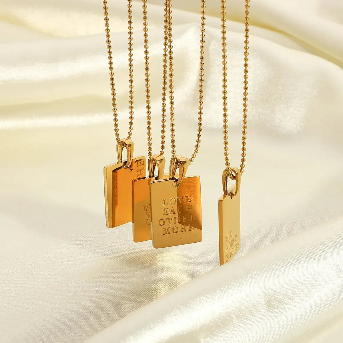 Trendy 18k PVD Plated Collar Necklace Waterproof Jewelry Stainless Steel Rectangle Pendant Necklace