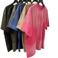 2023 New Fashion Design Sun Faded Wash Oversized Hip Hop Knitted Streetwear T-Shirt Men 100% Cotton Fake Tie Dye Retro Vintage