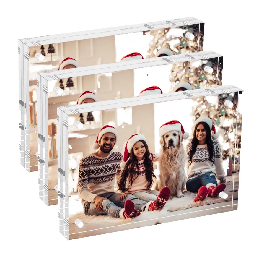 Acrylic 20mm Thick Digital Printing Frame 3x5 4x6 5x7 6x8 Customized Clear Freestanding Double Sided Frameless Magnetic Photo