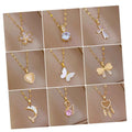 63 Model 18k Real Gold Plated Zircon Flower Cross Necklace Stainless Steel Opal Heart Butterfly Pendant Necklace