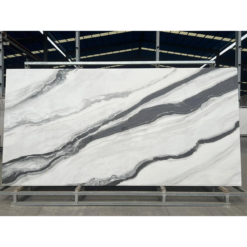 Modern Design Polished Sintered Quartz Stone Calacatta Luxury 3D Model for Home Villa Hotels Fireproof for Exterior Wall