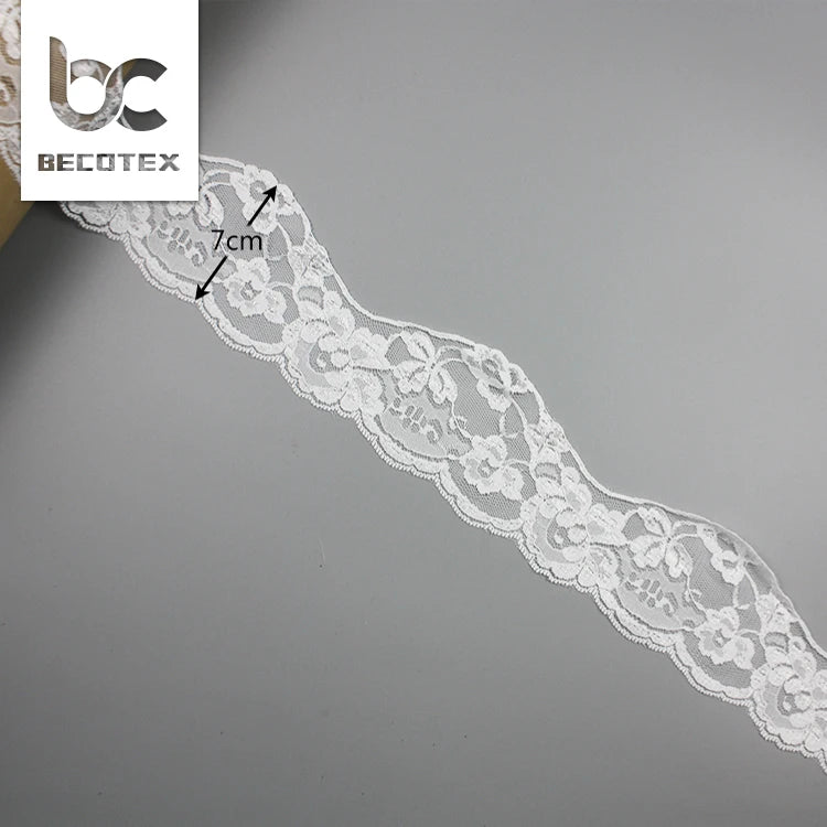 7cm Stretch Nylon Eyelet Lace Trim for Sleepwear Underwear