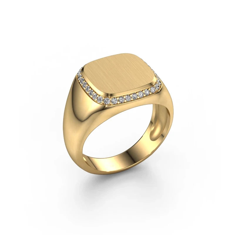 Wholesale Custom 925 Sterling Silver Men's Rings High Quality Fine Jewelry Ring for Men Simple Gold Plated Square Zircone Ring