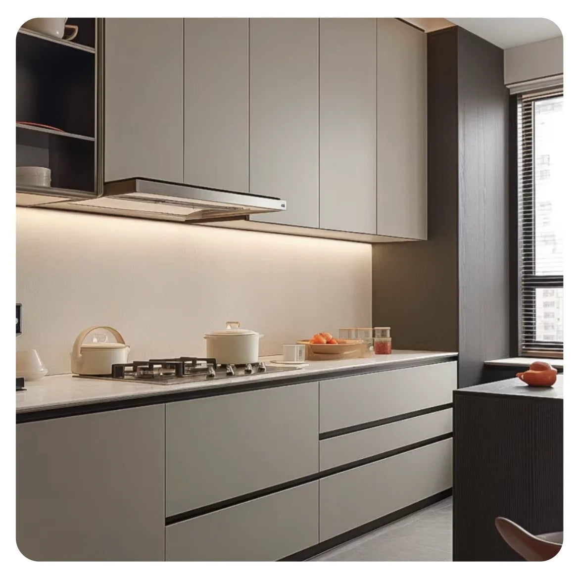 Modern Apartment Laundry Cabinet with MDF Construction Marble Countertop Laminate Finish Sink Faucet and Handle Accessories