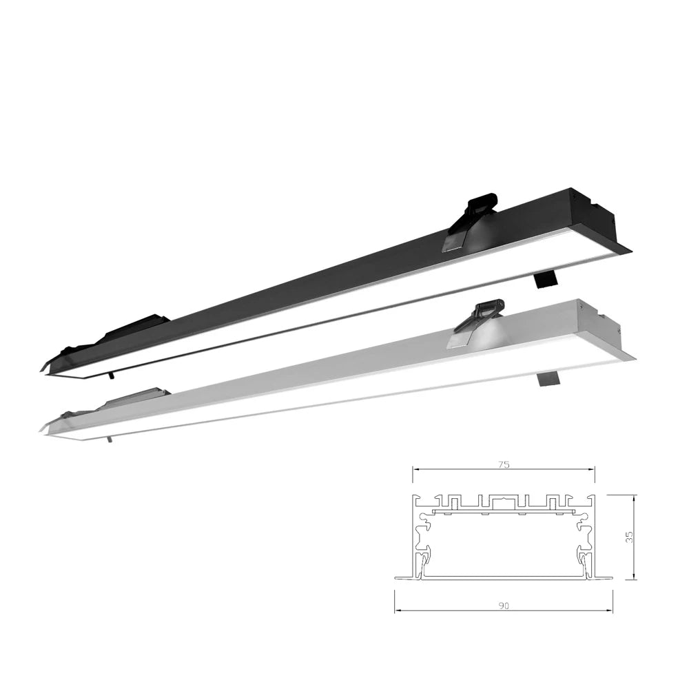 90x35mm Recessed LED Linear Light PC Diffuser Recessed LED Ceiling Linear Batten Light for Hotel Office Stores