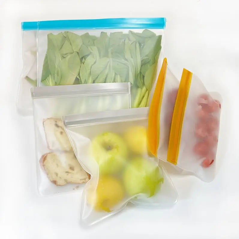 Storage Food Grade Translucent PEVA Food Preservation Bag Reusable Freezer Bag Zipper Leakproof