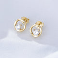 Simple Minimalist Single Stone Jewelry Psj 925 Sterling Silver 14k Gold Plated Bling Cubic Zircon Stud Earrings for Girls