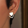 New Gold Silver Color Heart Earrings Punk Hollow Stud Gift Earrings for Women