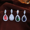 Honorable Jewelry Water Drop Shape Cubic Zircon Wedding Bridal Blue Dangle Earrings for Women Engagement Dress Accessories
