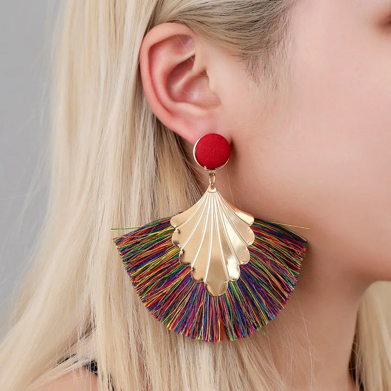 Boho Feather Earrings Women Luxury Big Long Dangle Tassel Earrings Big Dangle Earrings