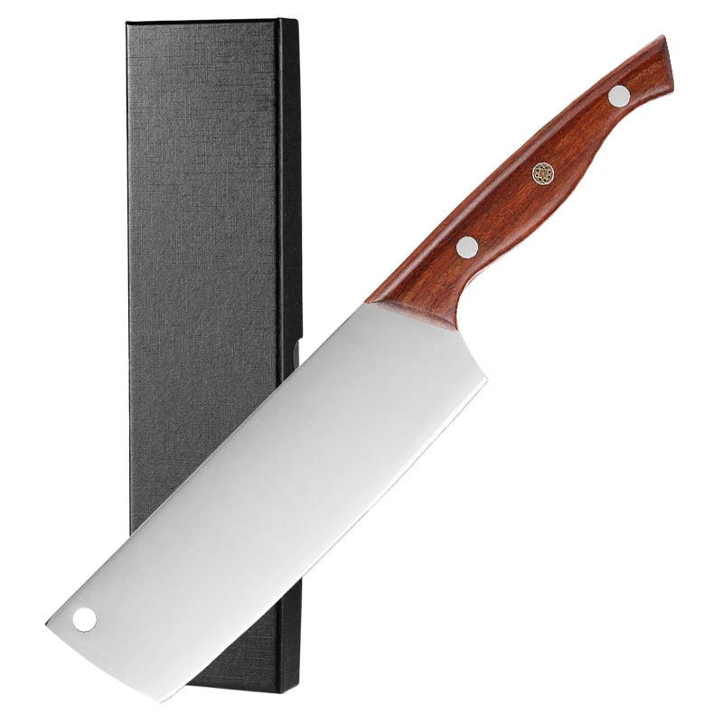 7 Inch High Carbon Steel Nakiri Vegetable Chef Knife Japanese Usuba Kitchen Cleaver with Wood Handle