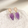 Trendy Chakra Spiritual Healing Crystal Arrow 925 Sterling Silver Needle Natural Stone Drop Earrings